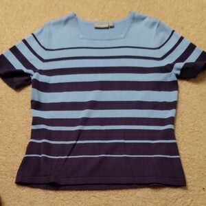 Blue Striped Short Sleeve Top